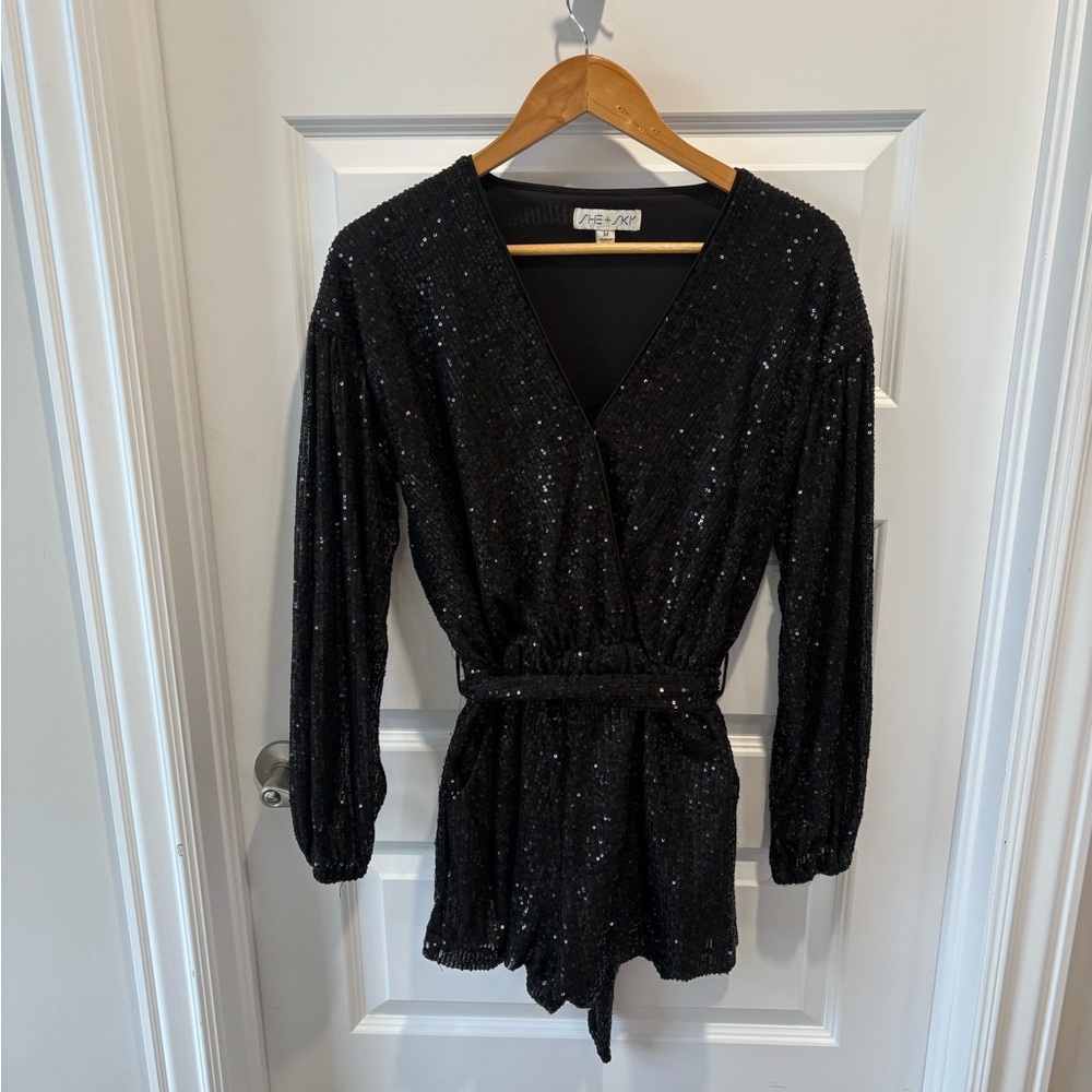 She + Sky Elegant Black Romper